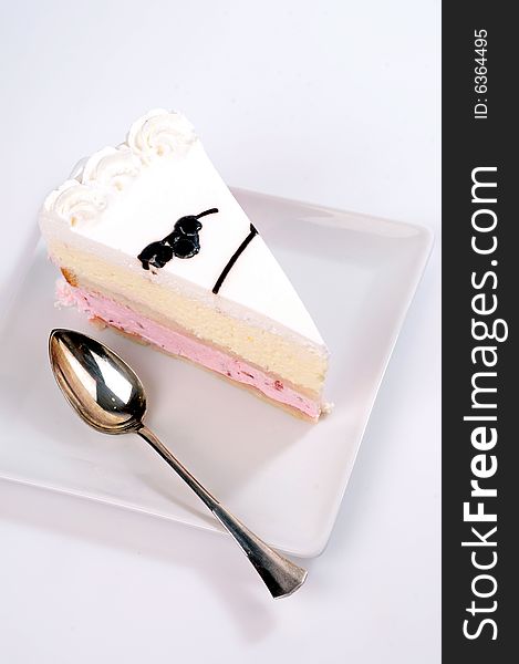 Cheese cake with cream topping. Cheese cake with cream topping