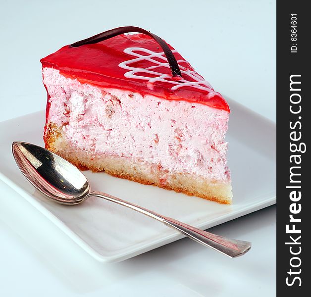 Cheese cake with strawberry topping. Cheese cake with strawberry topping