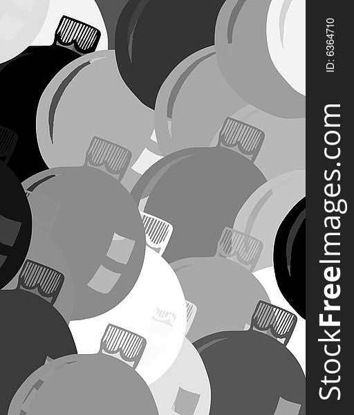 Pattern with christmas decorations in black and white. Pattern with christmas decorations in black and white