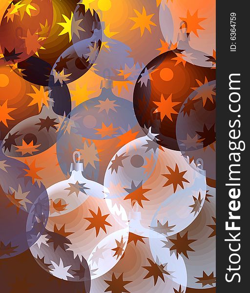 Pattern with  orange, blue and white christmas decorations. Pattern with  orange, blue and white christmas decorations