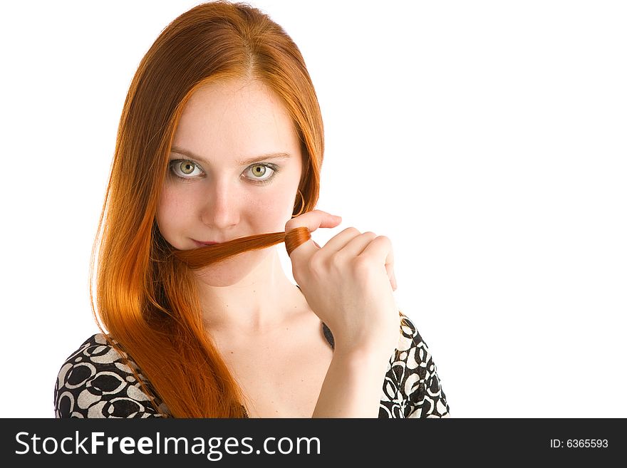 Portrait of young girl with red hair. Portrait of young girl with red hair