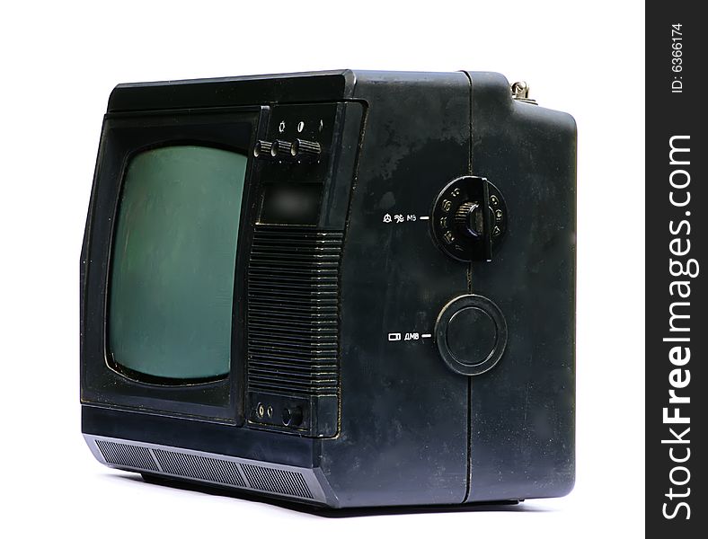 Old black and white domestic televisor isolated. Old black and white domestic televisor isolated
