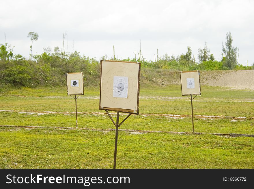 Standing targets at gun range