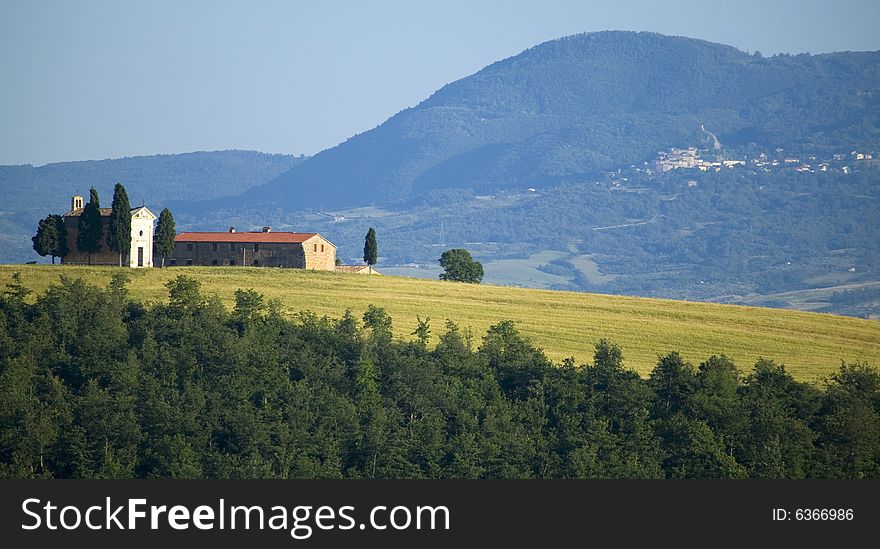 Tuscany countryside, little farm on the hill. Tuscany countryside, little farm on the hill