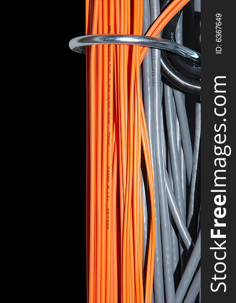 A lot of optical and UTP cables for lan and internet connection, clipping path included. A lot of optical and UTP cables for lan and internet connection, clipping path included