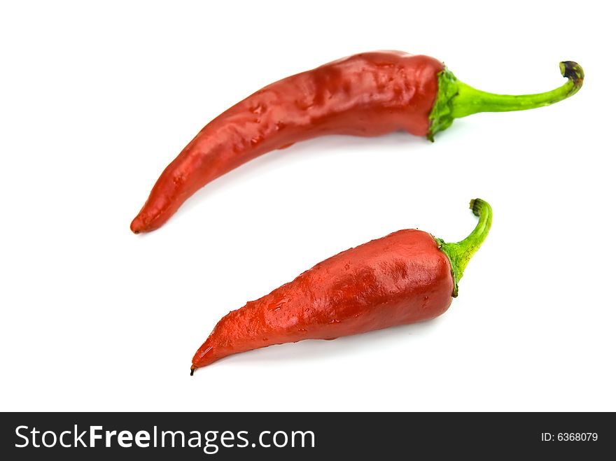 Red chili pepper on the white background.