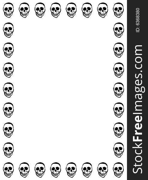 Halloween background of skeleton skulls on black. Halloween background of skeleton skulls on black