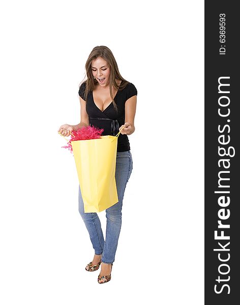 Woman holding a shopping bag. Woman holding a shopping bag