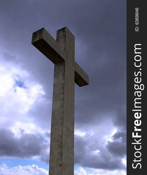 Concrete Cross on top of bear island in county Cork Ireland. Concrete Cross on top of bear island in county Cork Ireland