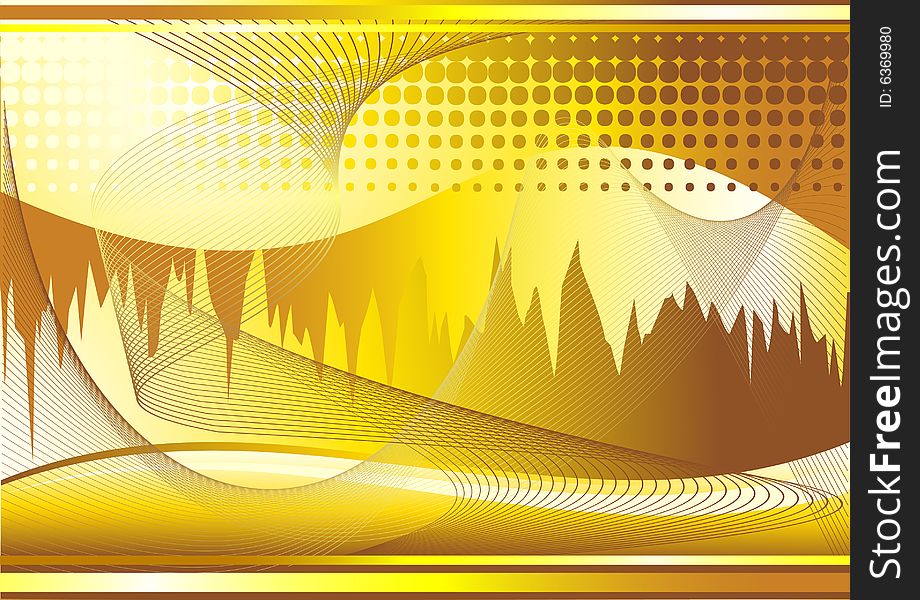 Gold abstract background with wave and lines. Additional vector format in EPS (v.8).