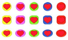 Button Heart SET Royalty Free Stock Photography