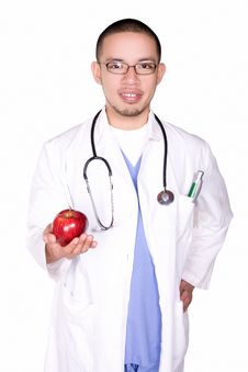 Doctor With An Apple Royalty Free Stock Image Doctor With An Apple Royalty Free Stock Image