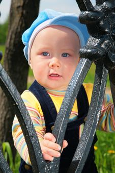 Child From Metal Fence Stock Image Child From Metal Fence Stock Image