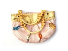 The Leather Bag With Wood Bead Handles Stock Image