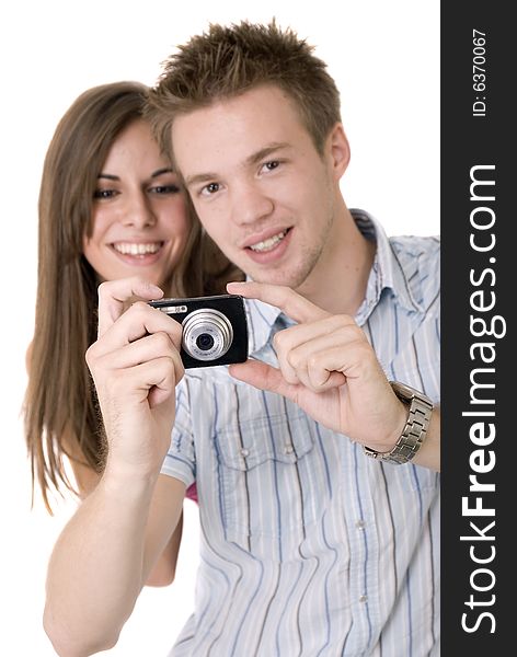 Young couple taking a picture. Young couple taking a picture