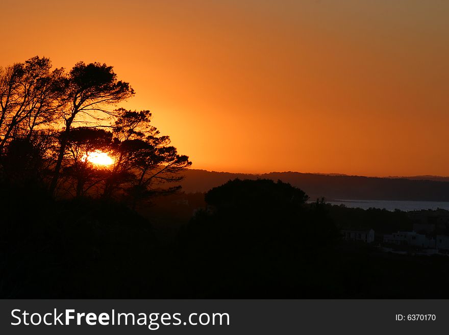 Sunset in a North of island of Majorca in Spain. Sunset in a North of island of Majorca in Spain