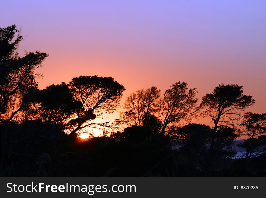 Sunset in a North of island of Majorca in Spain. Sunset in a North of island of Majorca in Spain