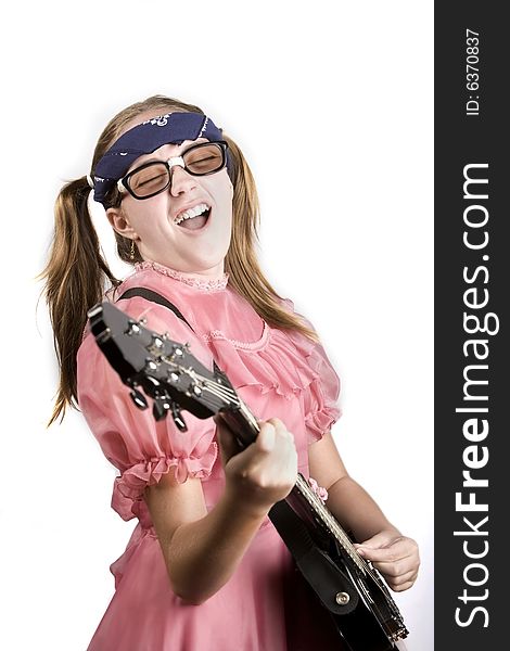 Young Girl With A Rock Guitar