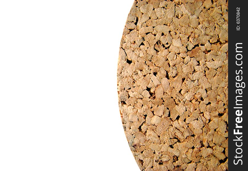 Half of cork in the white background