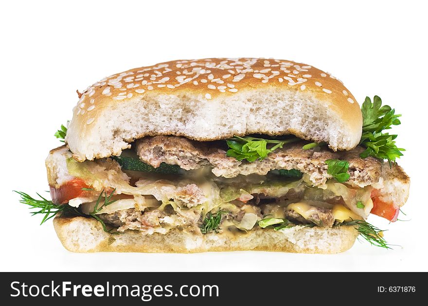 Cheeseburger isolated on white background