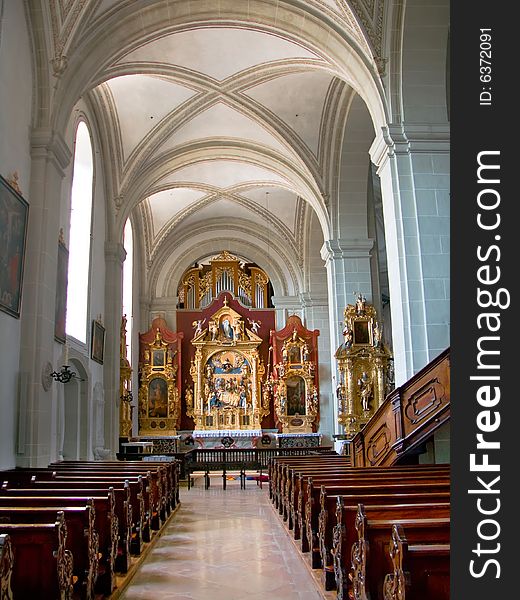 Inside Of Hofkirche In Luzern