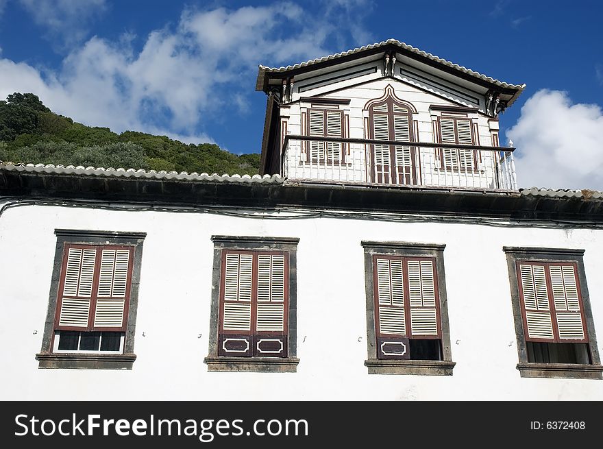 Traditional old house with jalousies and garret in Lages do Pico, Azores, Portugal. Traditional old house with jalousies and garret in Lages do Pico, Azores, Portugal