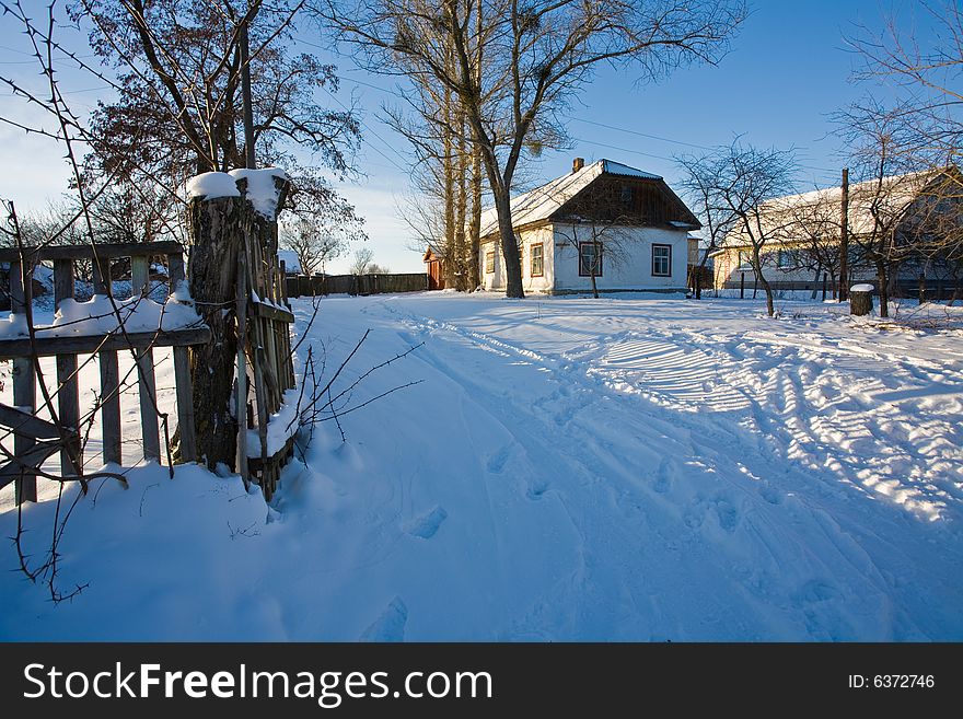 Landscape series: sun winter day on the vilage