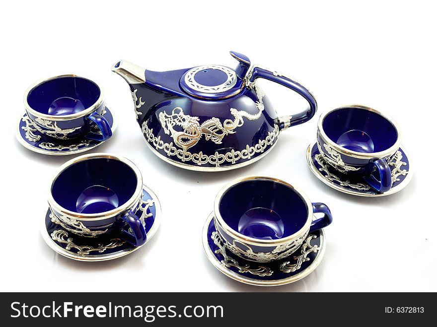 Stylish tin-inlaid tea set