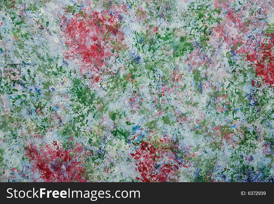 Abstract painting on plactic cover of particle board