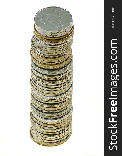 Mixed Coin Stack white background