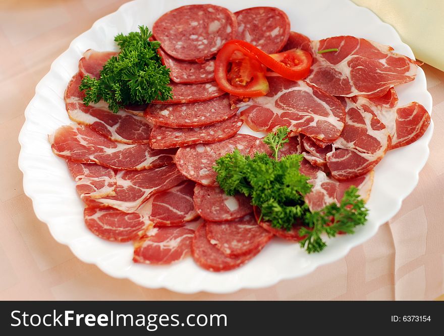 White Plate With Meat