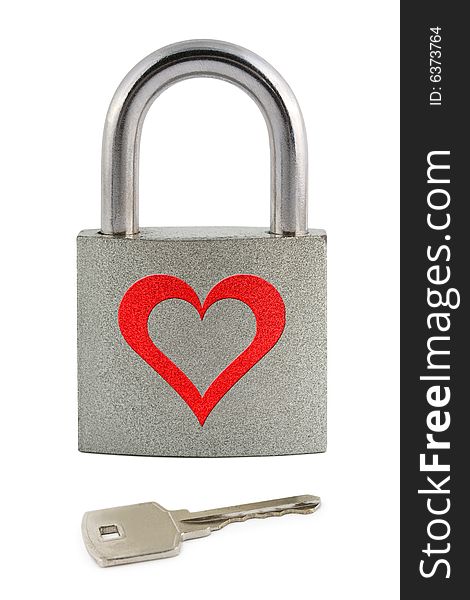 Lock with heart and key