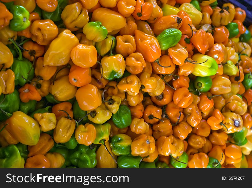 Yellow, Green and Orange Peppers