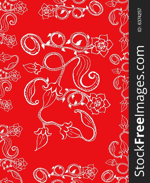 Flower ornament design ornament on red background