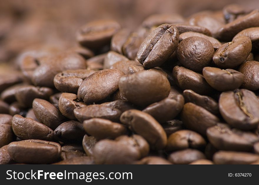 Pile Of Coffee Beans Close Up