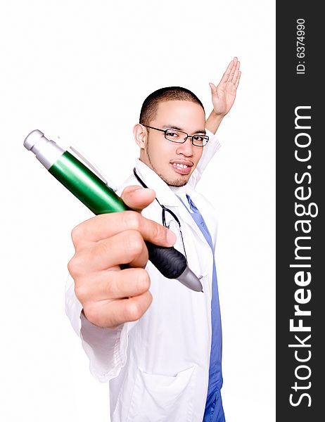 A doctor with a pen