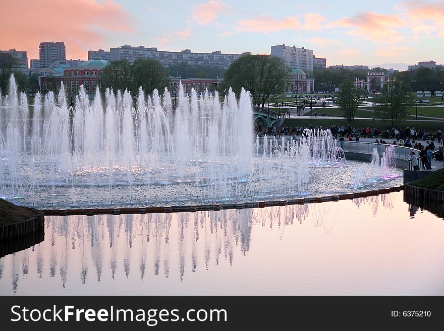 Fountain In Urban Park