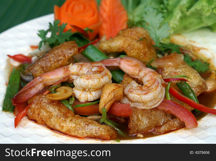 Fired shrimps with chilly source. Fired shrimps with chilly source