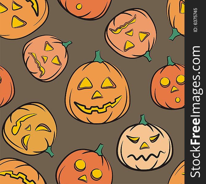 Halloween Seamless Multicolor Background With Emotional Pumpkins. Halloween Seamless Multicolor Background With Emotional Pumpkins