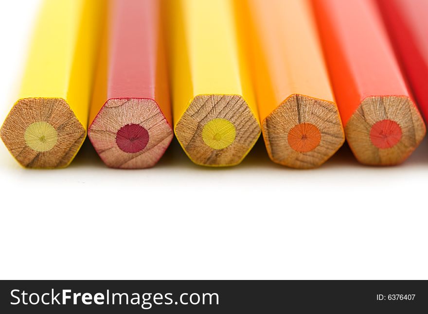 Colorful pencils on white background