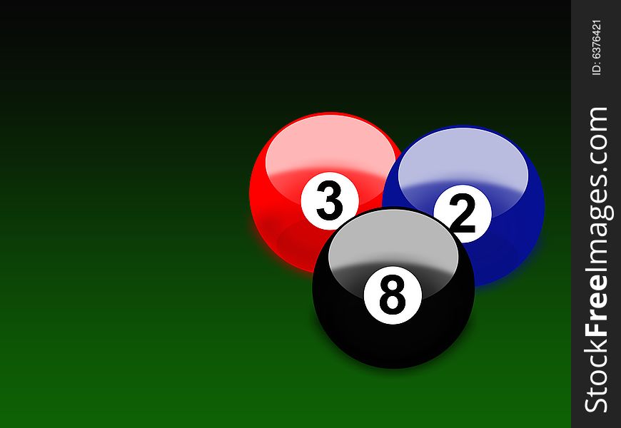Biliard balls on a green background