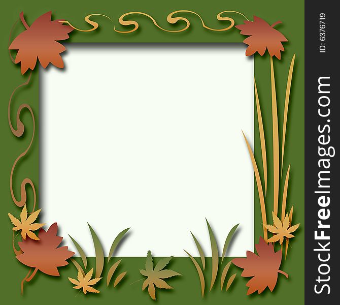 Colorful autumn leaves frame solid center illustrated. Colorful autumn leaves frame solid center illustrated