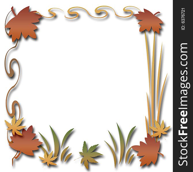 Colorful autumn leaves frame solid center illustrated. Colorful autumn leaves frame solid center illustrated