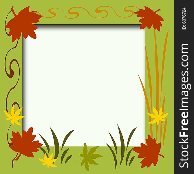 Colorful autumn leaves frame solid center illustrated. Colorful autumn leaves frame solid center illustrated