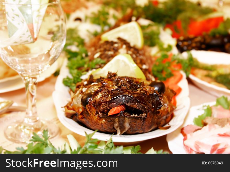 Fried fish served for meal