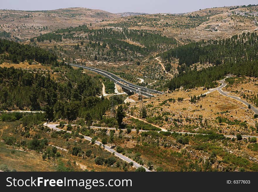 New road from the city of Jerusalem in Tel-Aviv. New road from the city of Jerusalem in Tel-Aviv