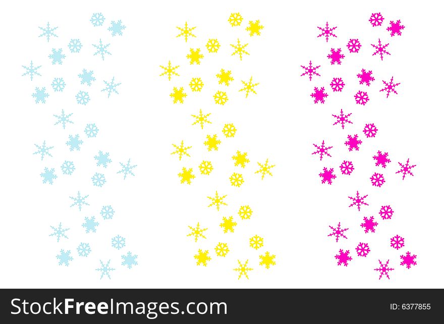 Snow Flakes Compositions On White