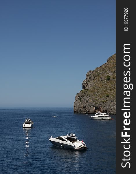 Three boats in the sea