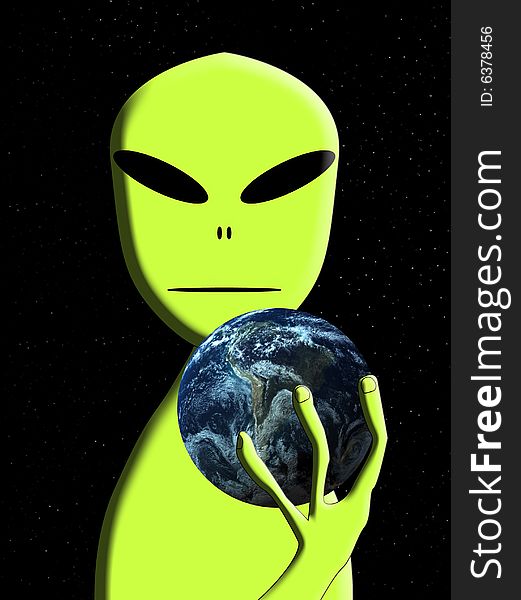 An alien that is holding the earth. An alien that is holding the earth.