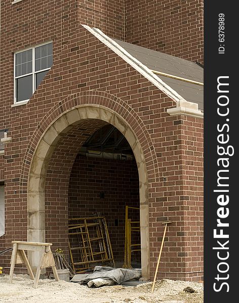 Arched brick entrance to home. Arched brick entrance to home
